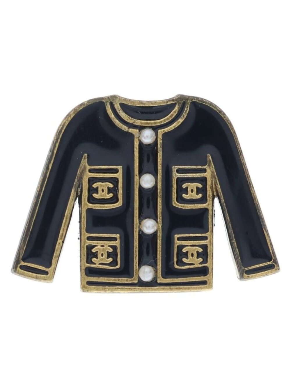 Chanel Pin Brooch Black Gold